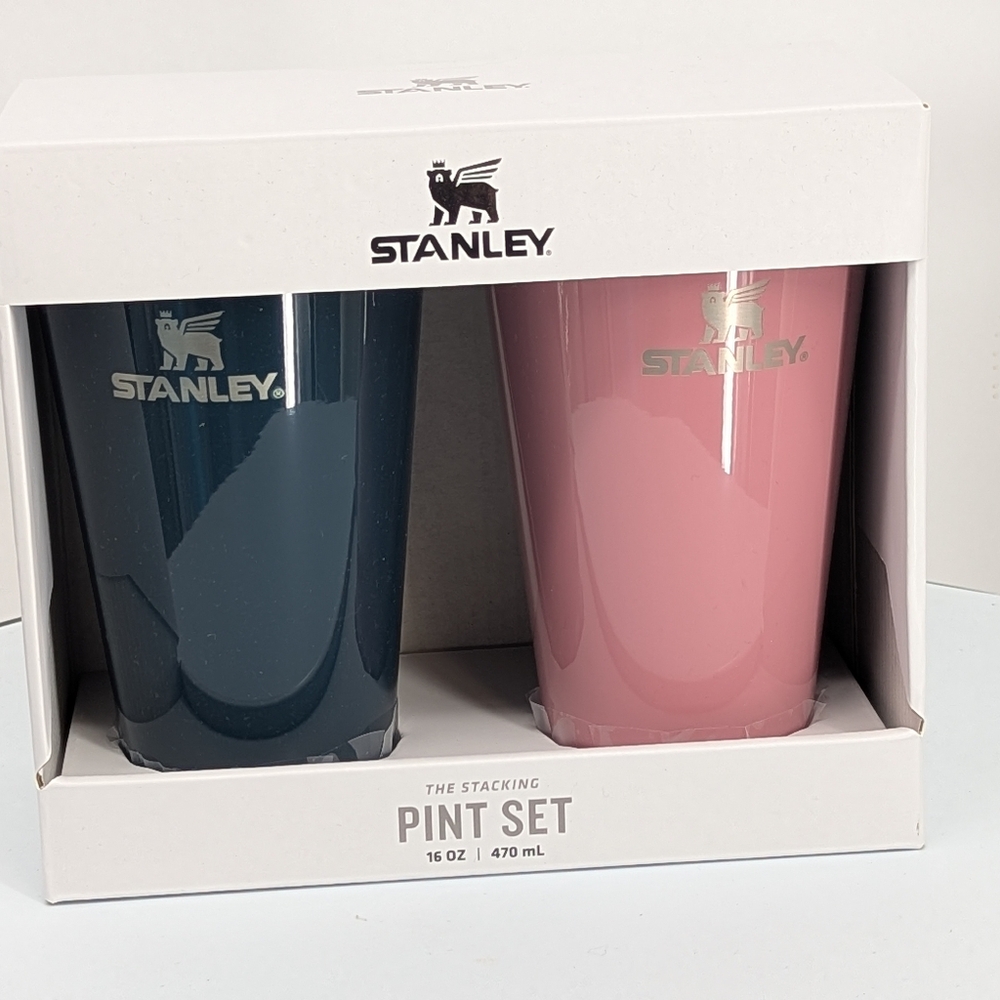 New 2 Stanley 16 oz pint cups stacking vacuum insulated stainless steel Gift Set